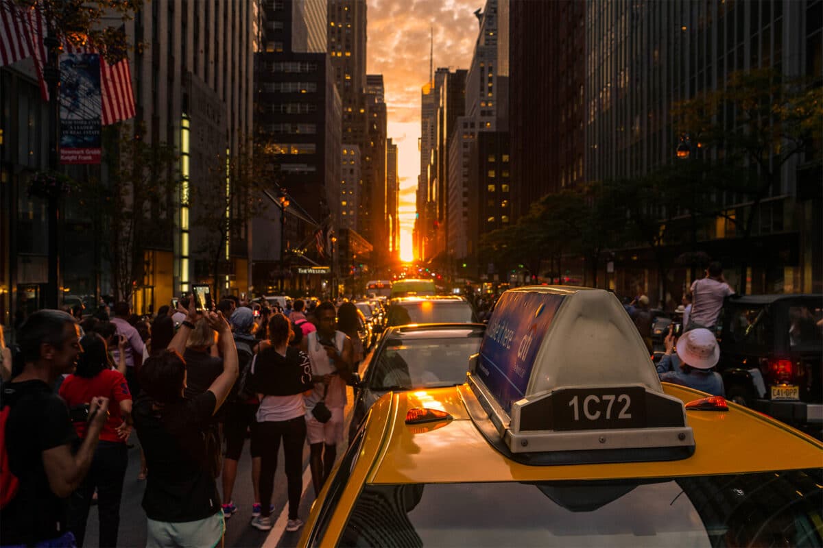 Manhattanhenge le 11 juillet 2016 sur la 42ème.