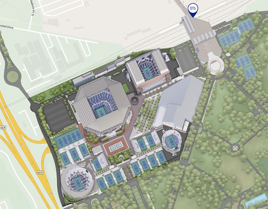 Plan de l'US Open avec les différents courts de tennis
