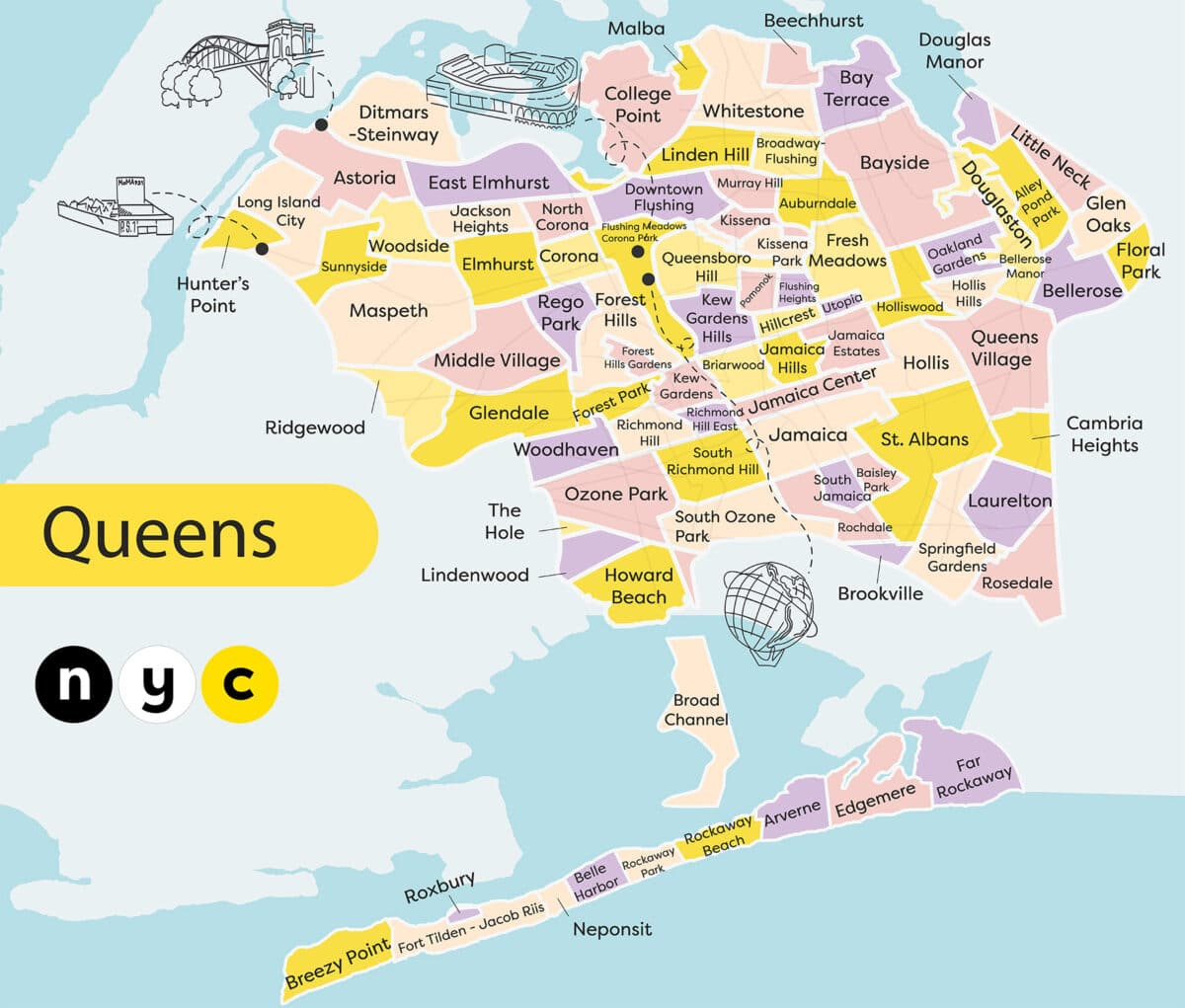 carte des quartiers du Queens