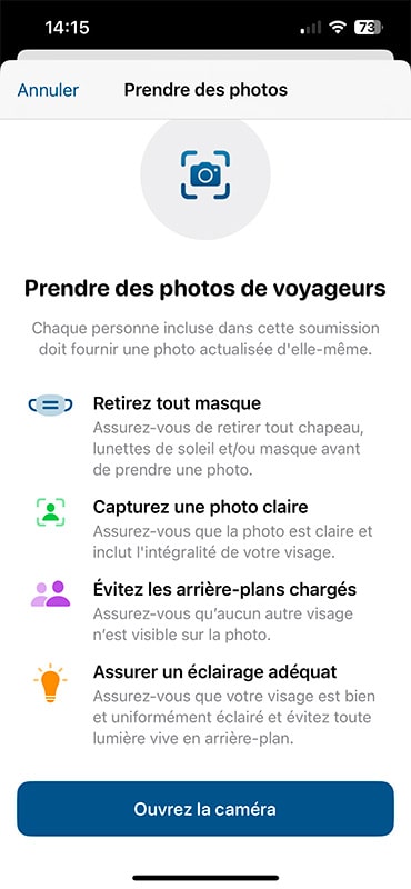Prise de photo et obtention du QR Code
