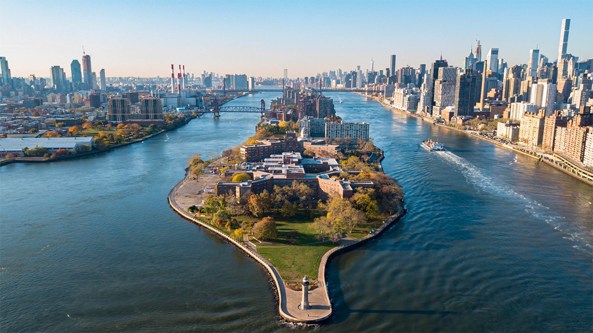 vue aérienne de Roosevelt Island