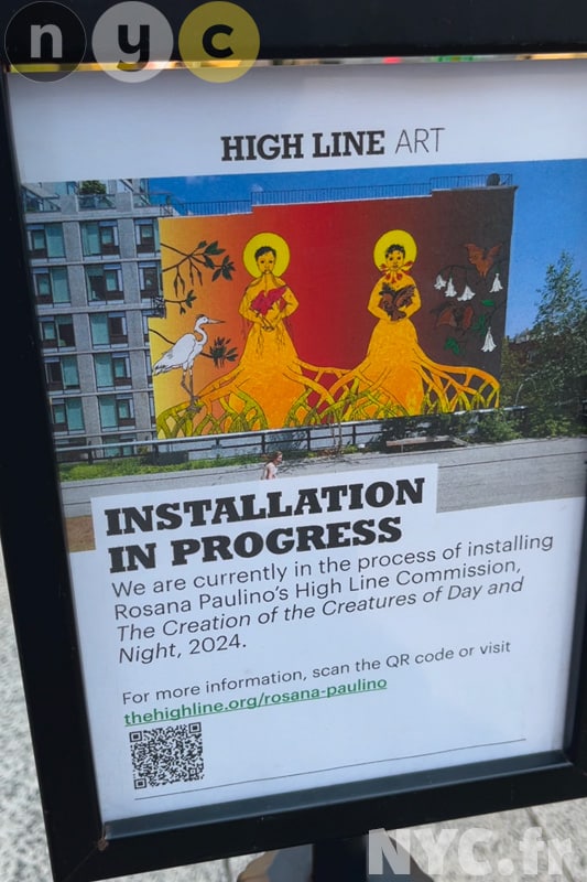 High Line Art installing Rosana Paulino's