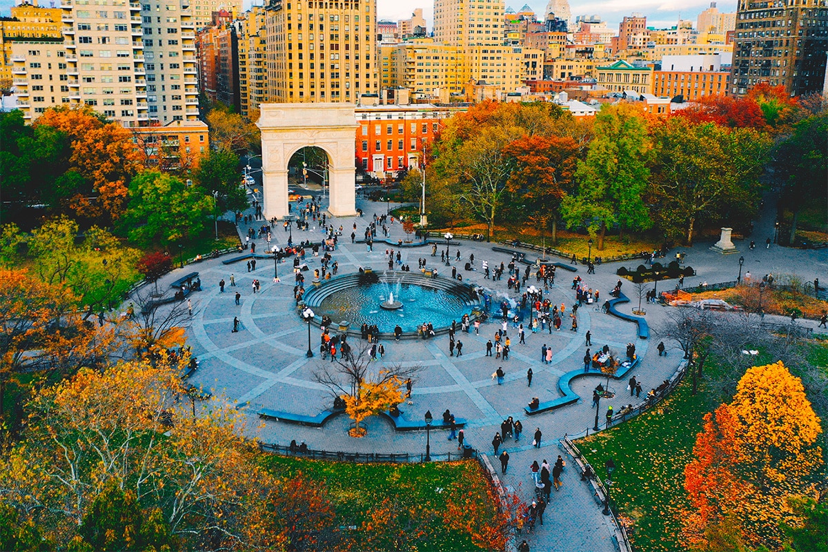 vue aérienne de Washington Square Park automne