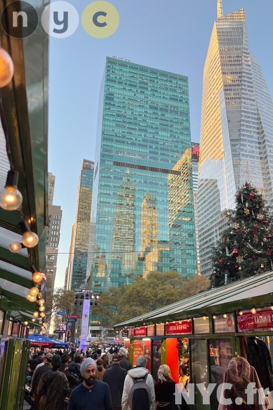 Allée du marché de Noël de Bryant Park