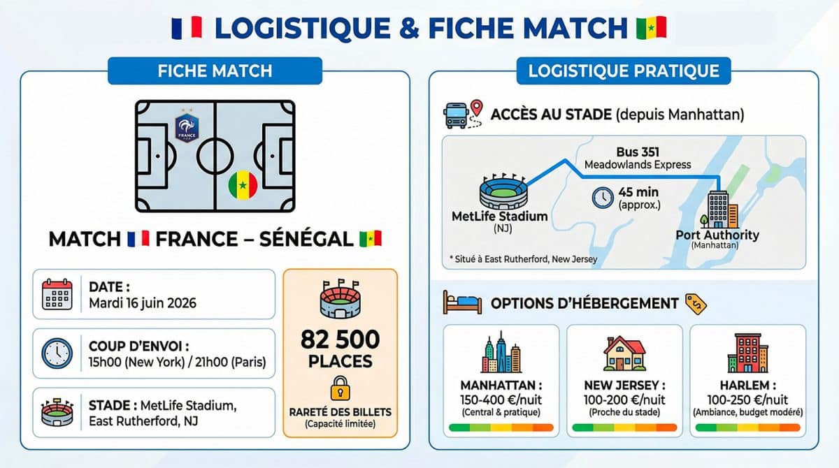 aller Metlife stadium depuis Manhattan