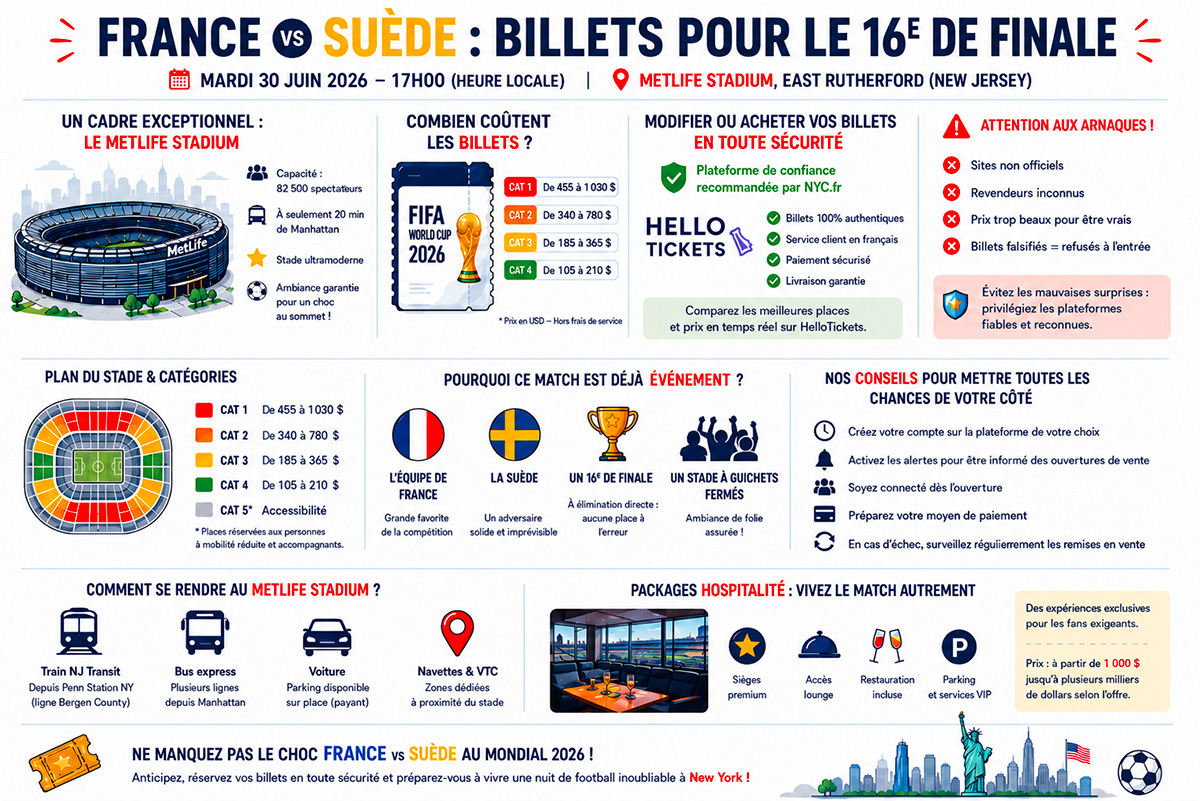Billets france suede new york seizieme